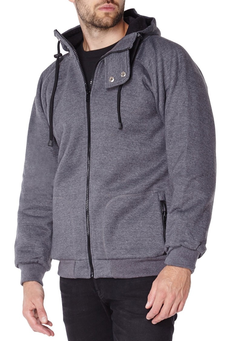 Grey anti-slash hooded top lined with Dupont ™ Kevlar ® fibre